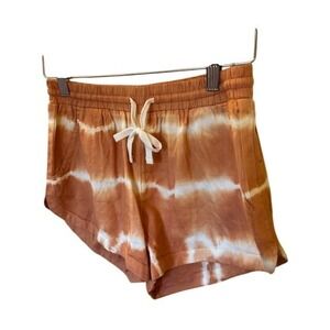 Billabong Womens Tie Dye Shorts Rust Orange White Elastic Waist Beach S